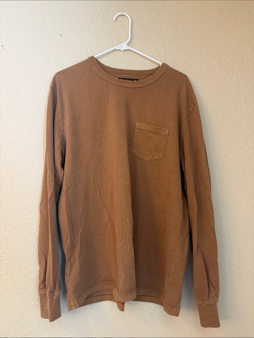 Steel City Men's Long-Sleeve Pocket Tee in Rustic Brown Size XL